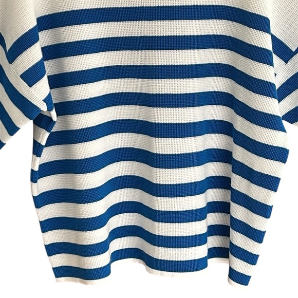 NWT Cyrus Size 1X Boxy Blue & White Nautical Stripe Sweater - Picture 4 of 8